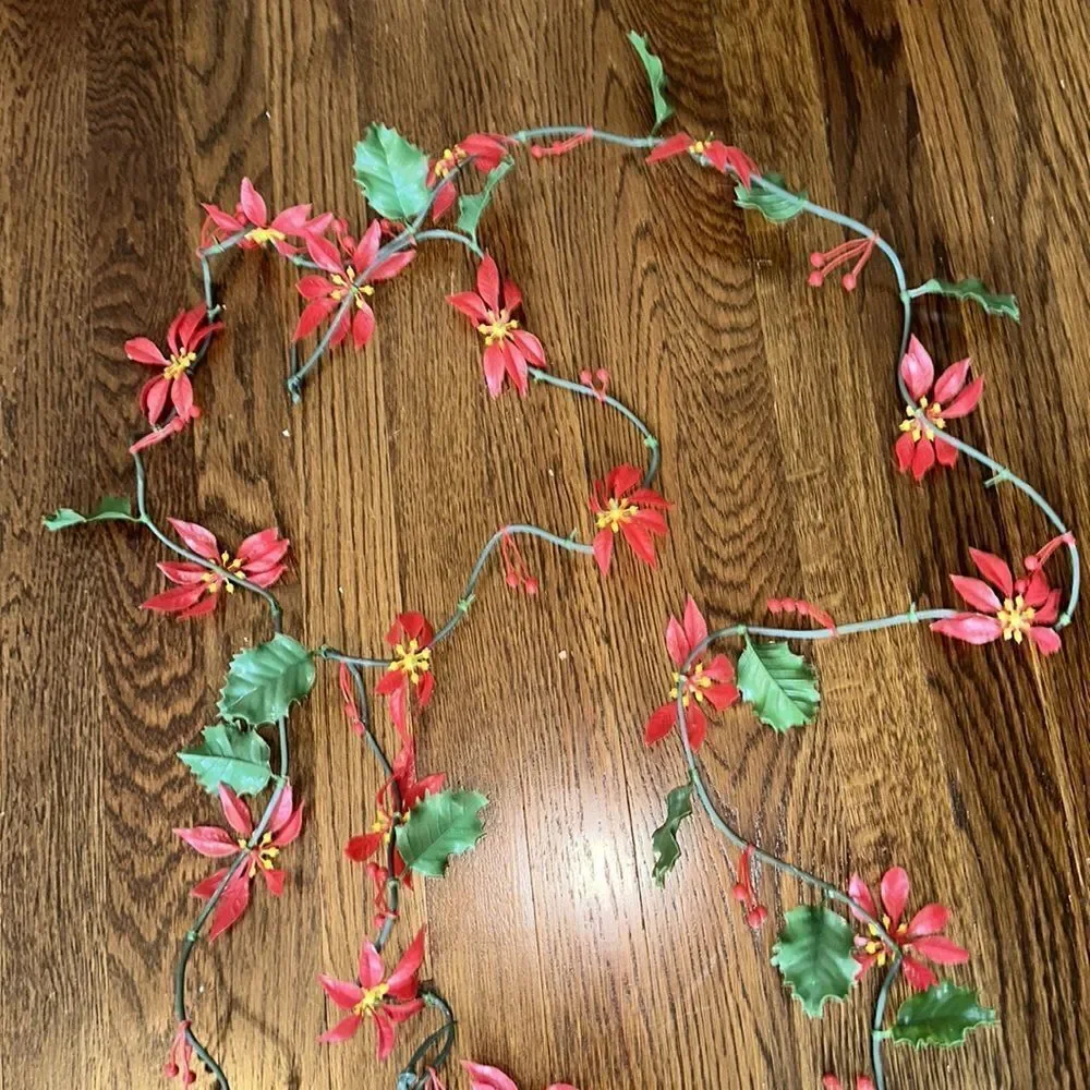 Two Vintage‎ mid century plastic poinsettia garlands